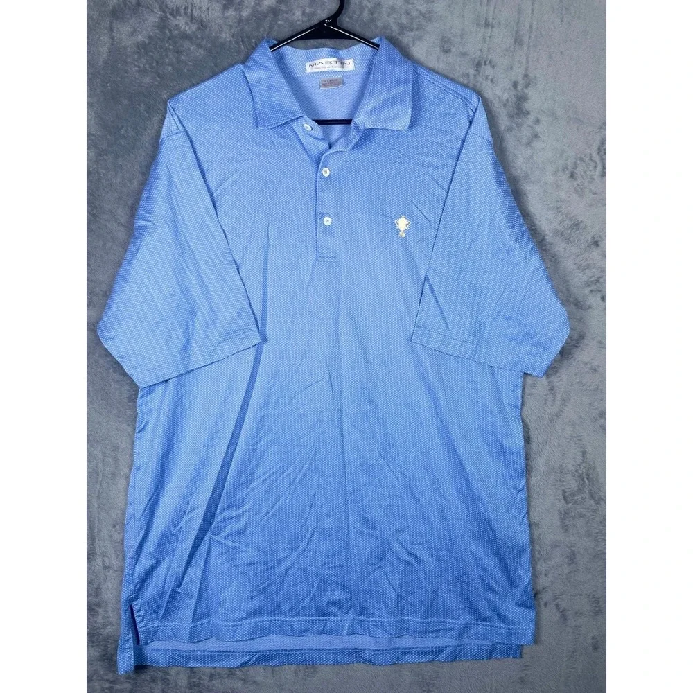 Martin Honors Course Golf Mens XL Blue Pima Cotton Short Sleeve Polo Trophy Logo - Picture 2 of 6